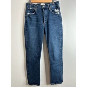 AGOLDE Riley High Rise Jeans Womens 29 Medium Wash Distressed Button Fly Women